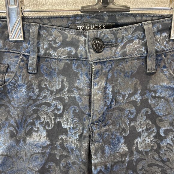 Guess Kate Skinny Blue Damask Print Jeans Size 28 Avant Garde Floral Boho - Picture 12 of 15